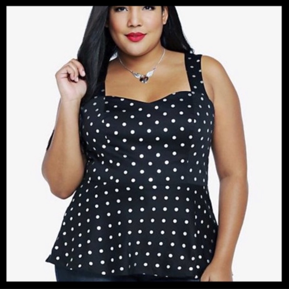 Torrid Silver Polka Dot Peplum Top in size 2